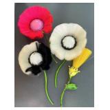 Vintage Mid Century Fur Flower Brooch Lot ï¿½ Mink