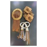Vintage Gold Tone Tassel & Dangle Brooch Lot ï¿½