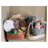 Large Easter Basket & Spring Decor Lot w/ Plush