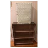 Vintage Painted Wicker Hamper & 3-Shelf Bookcase