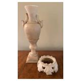 Vintage Carved Alabaster Urn on Pedestal Base