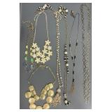 Vintage Statement Necklaces, Floral Bib, Brushed