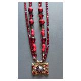 Vintage Sterling Silver Clasp Ruby Red Crystal &