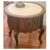 French Provincial Round Drum End Table w/ Marble