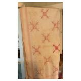 Vintage Pink & White Hand-Appliqued Quilt, 74 x