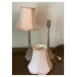 2  Vintage Clear Glass Boudoir Table Lamp with