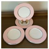 8 Vintage Castleton China Shell Pink Silver Trim,