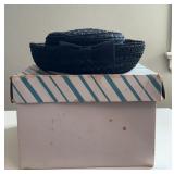 Vintage Valerie Modes Black Woven Straw Wide Brim
