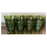 9 Vintage Indiana Glass Avocado Green Whitehall