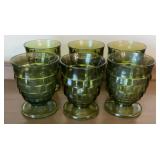 6 Indiana Glass Whitehall Avocado Green Glass