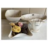 Mixed White Mid-Century Art Pottery Console Bowls