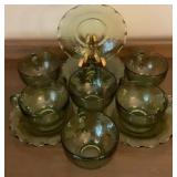 Vintage Avocado Green Hammered Texture Glass Cup
