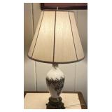 Vintage White Porcelain Table Lamp Bronze Finish