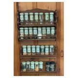 3 Vintage Wooden Wall Mount Spice Rack with Glass