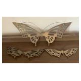 3 Brass Butterfly Wall Hanging Sculptures ï¿½