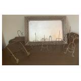 Vintage Silverplate Filigree Mirrored Vanity
