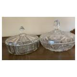 Vintage Clear Pressed Glass Covered Candy Dishes