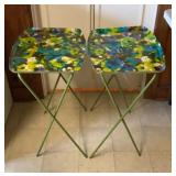 Pair of Vintage Floral TV Tray Tables with