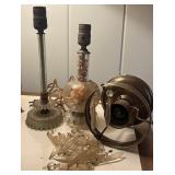 Vintage Lamp Parts & Restoration Lot, Crystal