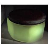 Vintage UV Glow Frosted Glass Powder Jar with