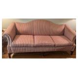 Kroehler Vintage Camelback Sofa Pink Stripe
