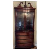 Mahogany Corner China Cabinet with Glass Display