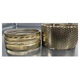 Wide Mesh Cuff & Engraved Bangle Bracelets