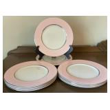 8 Vintage Castleton China Shell Pink Silver Trim,