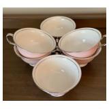 6 Vintage Castleton China Shell Pink Bouillon