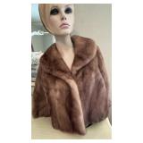 Vintage Genuine Brown Mink Fur Jacket with Shawl