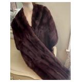 Vintage Dark Brown Mink Fur Stole Wrap Shawl w