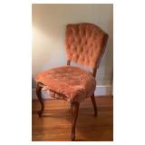 Vintage 1962 Custom Fruitwood Tufted Velvet