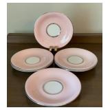 6 Vintage Castleton China Shell Pink Silver Trim