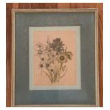 Vintage Framed Botanical Floral Print, Wildflower