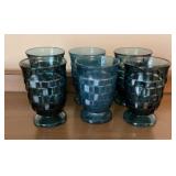 6 UV GLOW Vintage Indiana Glass Whitehall Cubist