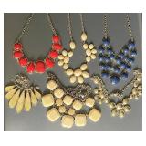 6 Bib, Faceted Stone & Gold Tone Statement
