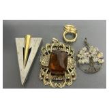 Vintage Costume Jewelry Pendants & Ring Lot ï¿½