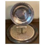 2 Vintage Silverplated serving trays,  Largest one