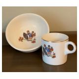 Vintage Childrenï¿½s Ceramic Dish & Cup Set w/