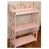 Vintage Shabby Chic Pink Wood Wall Shelf Display