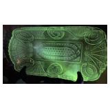UV GLOW Vintage Cut Crystal Oval Relish Dishes,