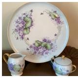 Vintage 1953 Hand-Painted Violet Floral Bavaria
