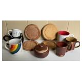 Vintage Kitchenware & Coffee Mug Lot ï¿½ Wooden