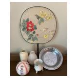 Vintage Hand Painted Asian Silk Folding Fan with