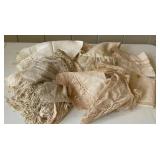 Lot of Vintage Lace Linens, Crochet Edgings,