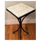 Vintage Stone Mosaic Top Side Table Black Iron