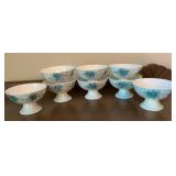 8 Vintage Bavarian Porcelain Blue Floral Pedestal