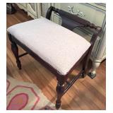 Traditional Mahogany Upholstered Vanity Bench /