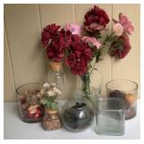 Assorted Glass Vases, Pitcher, Jars & Decorative