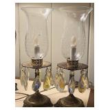 Pair of Vintage Crystal Prism Boudoir Table Lamps